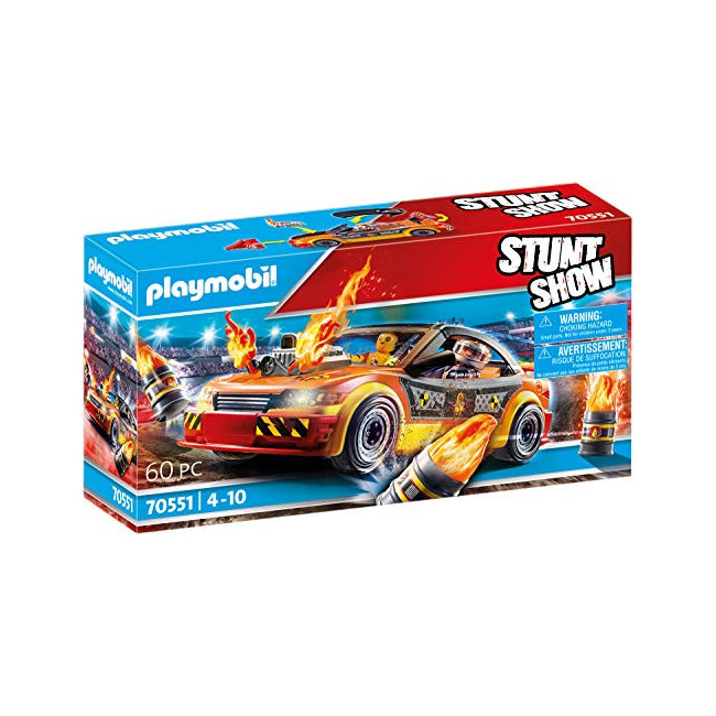 Playmobil - Stuntshow - Voiture Crash Test avec 1 Personnage Cascadeur et 1 Mannequin - Accessoires Inclus