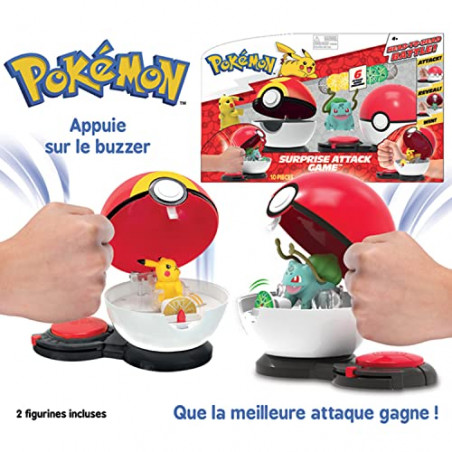 Bandai- Juguete Para niños Surprise-Jeu Combat-2 Poké Balls avec Leur Pokémon et 6 disques d'attaques-Modèle...