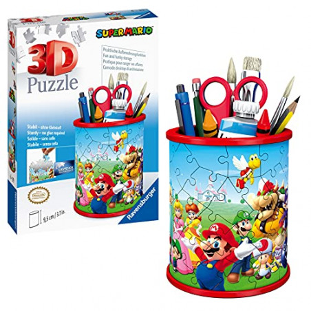 Ravensburger- Puzzle 3D 54 pièces Pot à Crayons-Super Mario Brothers Enfant, 4005556112555