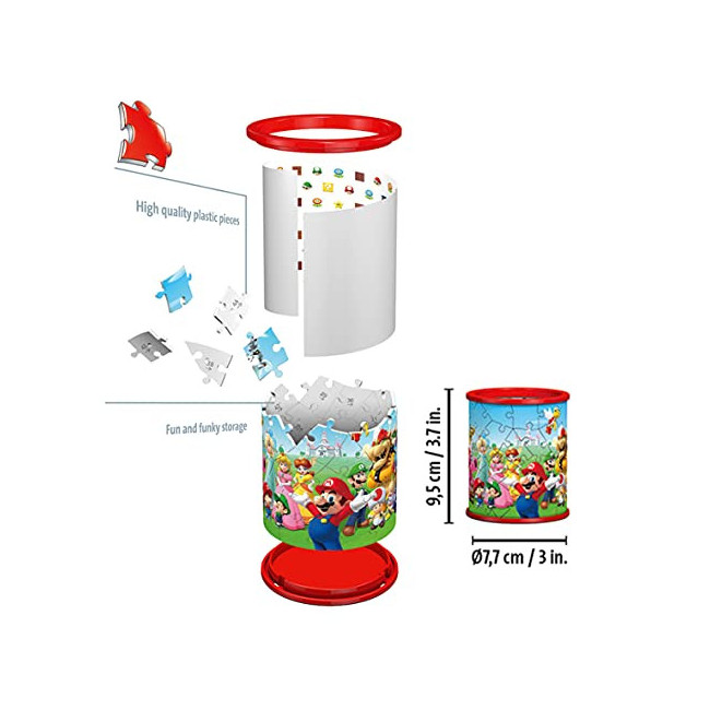 Ravensburger- Puzzle 3D 54 pièces Pot à Crayons-Super Mario Brothers Enfant, 4005556112555