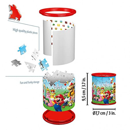 Ravensburger- Puzzle 3D 54 pièces Pot à Crayons-Super Mario Brothers Enfant, 4005556112555