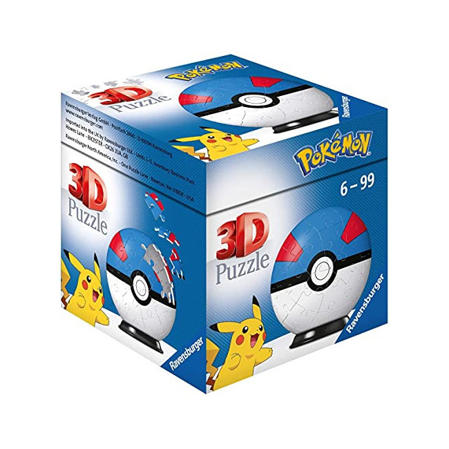 Ravensburger- Puzzles 3D 54 pièces-Super Ball/Pokémon Enfant, 4005556112654