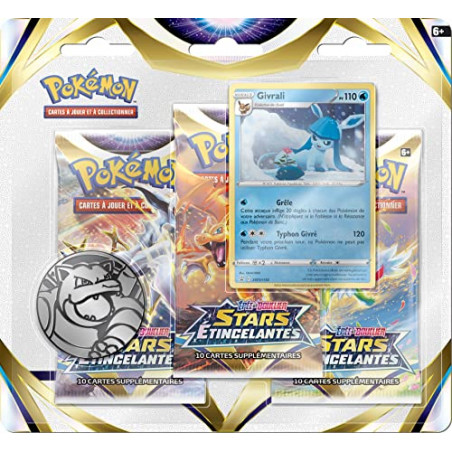 Pokemon Pack 3 boosters Epée et Bouclier-Stars Etincelantes (EB09)|Cartes à Collectionner | Age : 6+ | 1 Joueur +,...