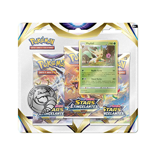 Pokemon Pack 3 boosters Epée et Bouclier-Stars Etincelantes (EB09)|Cartes à Collectionner | Age : 6+ | 1 Joueur +,...