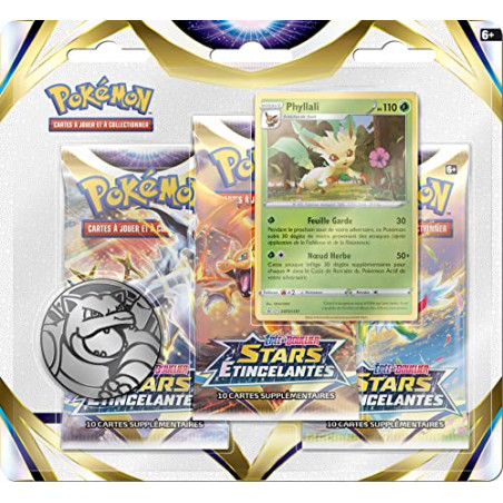 Pokemon Pack 3 boosters Epée et Bouclier-Stars Etincelantes (EB09)|Cartes à Collectionner | Age : 6+ | 1 Joueur +,...