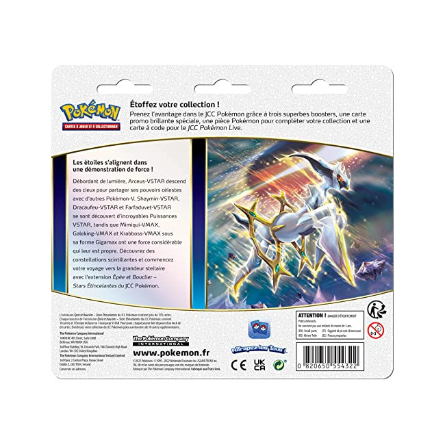 Pokemon Pack 3 boosters Epée et Bouclier-Stars Etincelantes (EB09)|Cartes à Collectionner | Age : 6+ | 1 Joueur +,...
