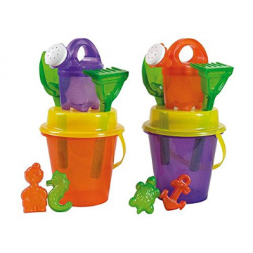 Partner Jouet - Plein air - Seau de plage orange avec pelle, rateau et arrosoir