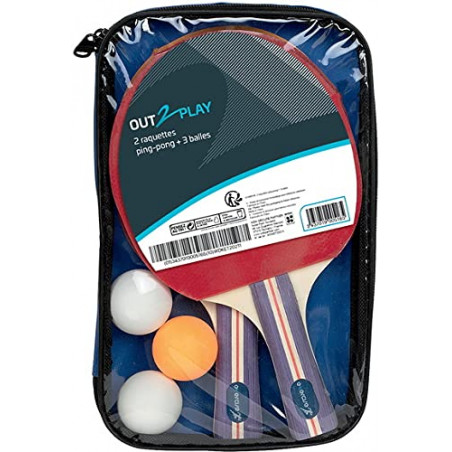 Sans Marque- Etui 2 RAQ PP + 3 BALLES, TT-211, Multi