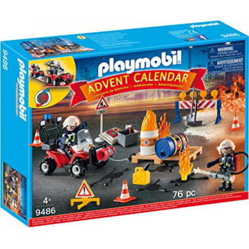 Playmobil - Calendrier de l'Avent Pompiers Incendie Chantier - 9486