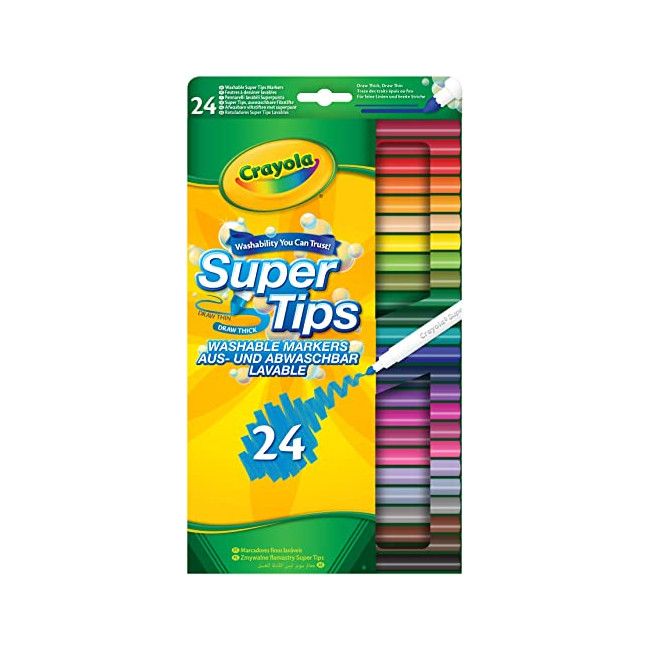 Crayola - 24 Feutres à dessiner - boîte française - Loisir créatif - Coloriage - papeterie - dessin - à partir de 3 ans