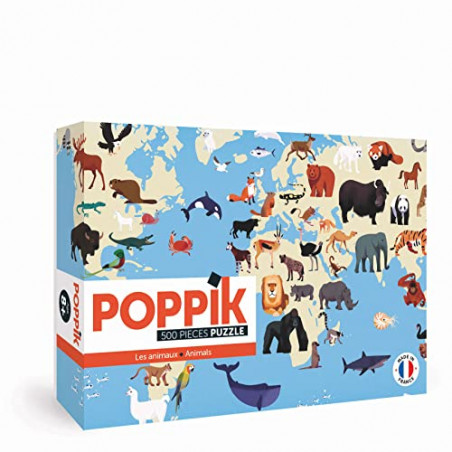 Poppik Puz09 Puzzle éducatif pour Enfants de 7 Ans et Plus 500 pièces Animaux
