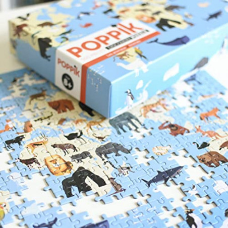 Poppik Puz09 Puzzle éducatif pour Enfants de 7 Ans et Plus 500 pièces Animaux