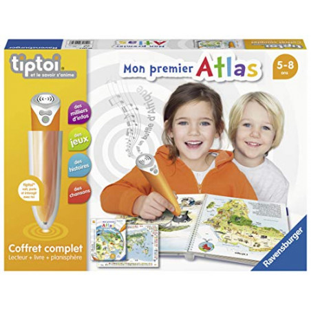 Ravensburger - Coffret Complet tiptoi Lecteur interactif + Livre en français Mon premier Atlas - Jeux électroniques