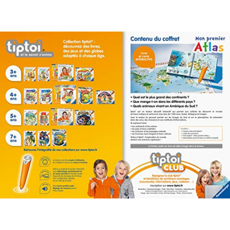 Ravensburger - Coffret Complet tiptoi Lecteur interactif + Livre en français Mon premier Atlas - Jeux électroniques