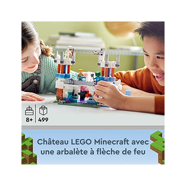 Lego 21186 Minecraft Le Château de Glace, Jouet avec Épée en Diamant pour Garçons et Filles de 8 Ans et Plus, avec