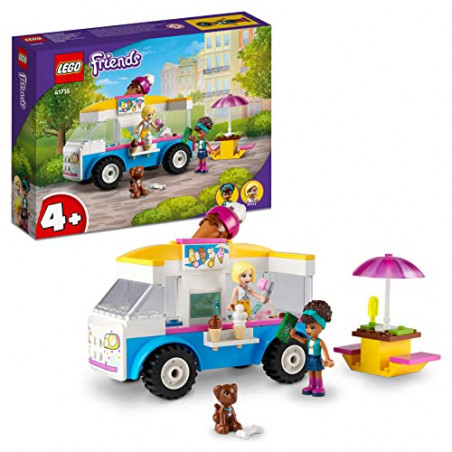 Lego 41715 Friends Le Camion de Glaces, Jouet à Construire avec Figurines Chien, Véhicule et Mini-Poupées Dash et