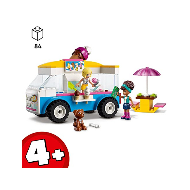 Lego 41715 Friends Le Camion de Glaces, Jouet à Construire avec Figurines Chien, Véhicule et Mini-Poupées Dash et