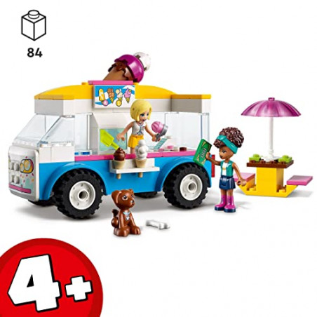 Lego 41715 Friends Le Camion de Glaces, Jouet à Construire avec Figurines Chien, Véhicule et Mini-Poupées Dash et
