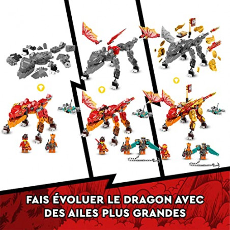 LEGO 71762 Ninjago L’Évolution Dragon De Feu De Kai, Jouet pour Enfants 6 Ans, Set avec Figurines Guerriers Serpents