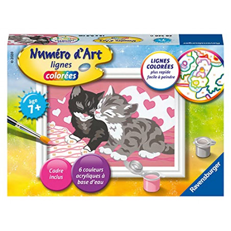 Ravensburger – Numéro d’Art mini format – Adorables chatons – Loisir créatif – Kit de peinture par numéros – Activité