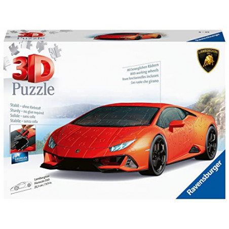 Ravensburger - Puzzle 3D Véhicules - Lamborghini Huracan Evo - A partir de 8 ans - 108 pièces numérotées à assembler