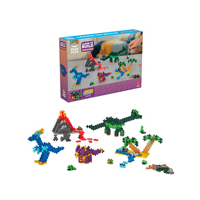 PLUS PLUS - Kit découverte Dinosaures de 600 pièces - Jeu de Construction - PP3918, 3918