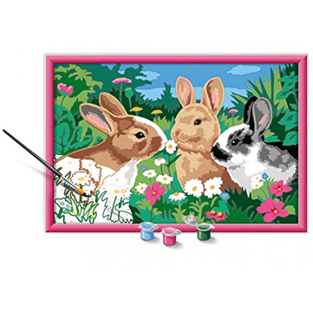 Ravensburger – Numéro d’Art grand format – Lapins dans le pré – Loisir créatif – Kit de peinture par numéros – Activité