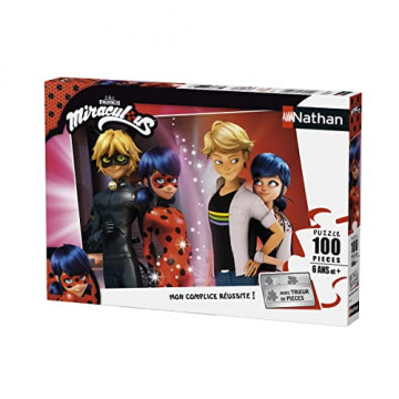 Nathan - Puzzle Enfant - Puzzle 100 p - Adrien et Marinette - Miraculous - Dès 6 ans - 86743