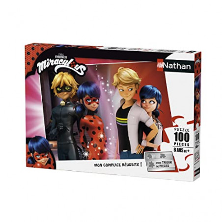 Nathan - Puzzle Enfant - Puzzle 100 p - Adrien et Marinette - Miraculous - Dès 6 ans - 86743