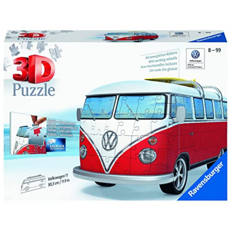 Ravensburger - Puzzle 3D Véhicules - Combi T1 Volkswagen - A partir de 8 ans - 108 pièces numérotées à assembler sans