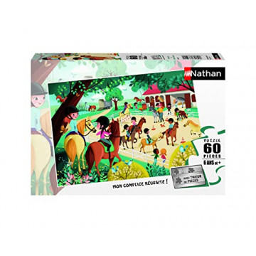 Nathan - Puzzle Enfant - Puzzle 60 p - Bienvenue au centre équestre - Dès 6 ans - 86626