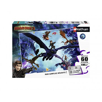 Nathan - Puzzle Enfant - Puzzle 60 p - L'équipe des dragons - Dragons 3 - Dès 6 ans - 86631