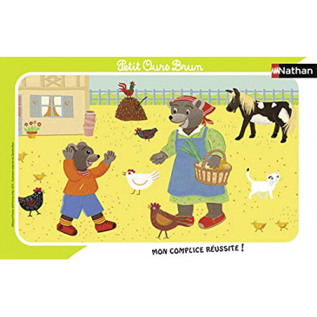 Nathan - Puzzle Enfant - Puzzle cadre 15 p - Petit Ours Brun à la ferme - Dès 3 ans - 86133