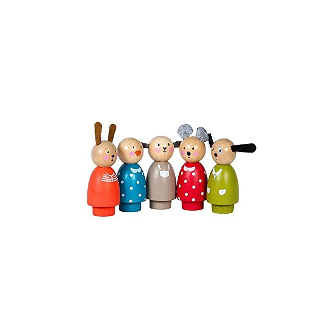 Moulin Roty Set de 5 Personnages en Bois La Grande Famille