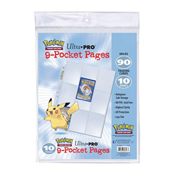 Ultra PRO Pokémon - Feuilles de classeur | Accessoire cartes à collectionner | 10 pages | 9 pochettes | Capacité 180