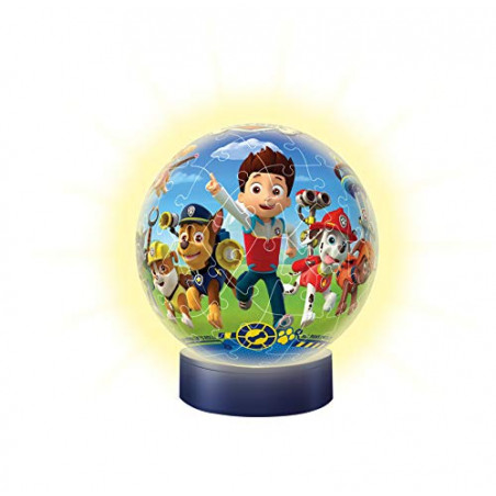 Ravensburger - Puzzle 3D Ball illuminé - Pat'Patrouille - A partir de 6 ans - 72 pièces numérotées à assembler sans