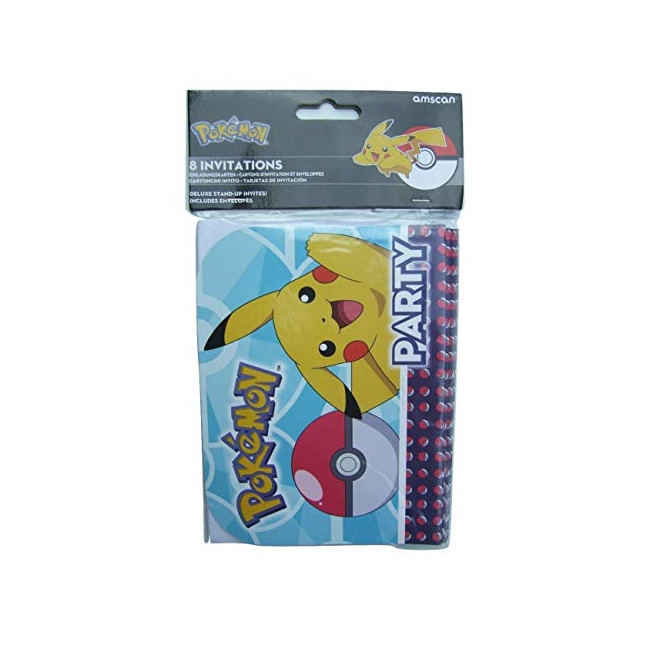 Amscan Lot de 8 invitations & enveloppes Pokémon