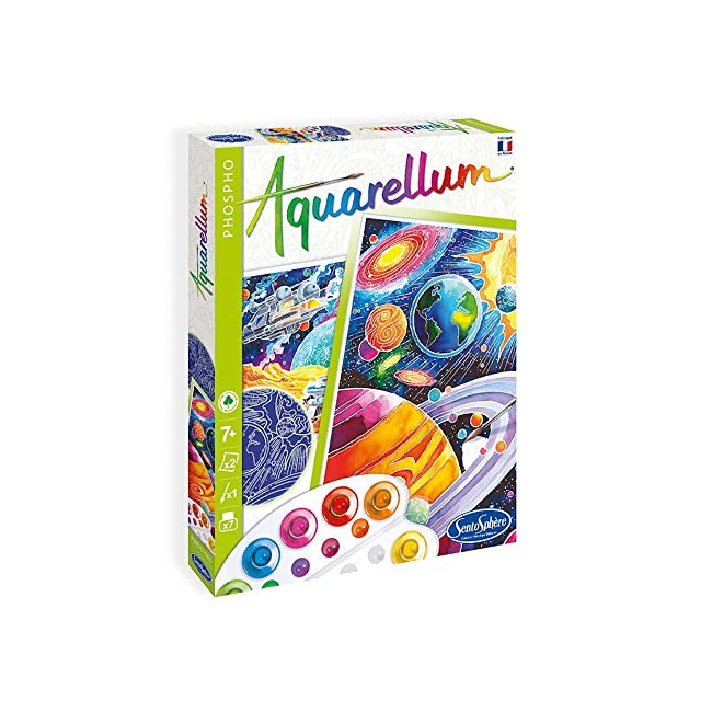 SentoSphère - AQUARELLUM PHOSPHO - COSMOS - Kit peinture - Peinture Aquarellable Magique - A partir de 7 ans - fabriqué