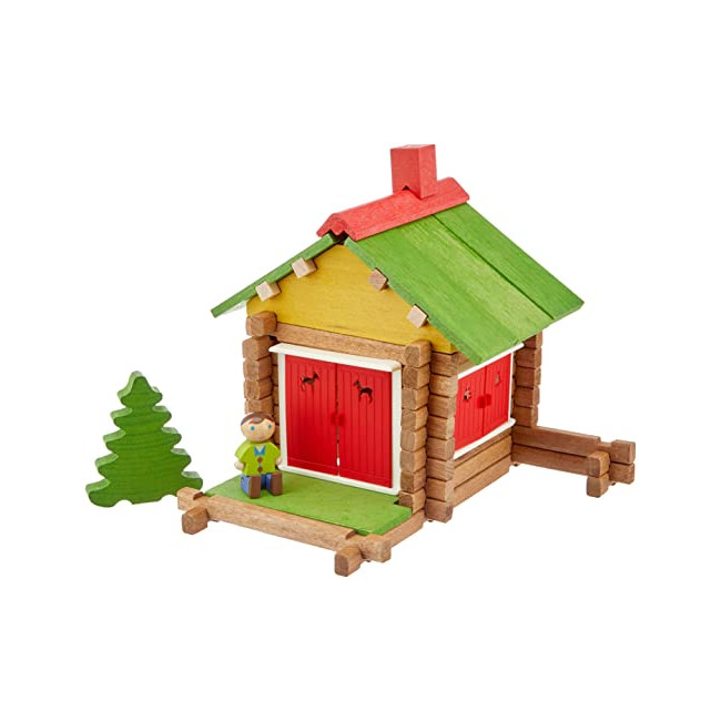 Jeujura - 8001- Jeux de Construction-Mon Chalet en Bois - 70 Pieces