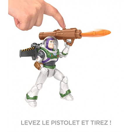 Disney Pixar Buzz l’Éclair Figurine Articulée (12,7 cm) avec jetpack, canon et détails authentiques, à Collectionner,
