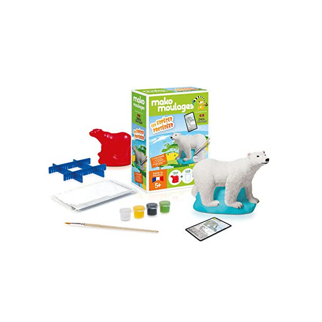 mako moulages Ours Polaire Espèces protégées Défi Nature-Kit de Loisirs créatifs plâtre et Peinture-Étui unitaire-Made
