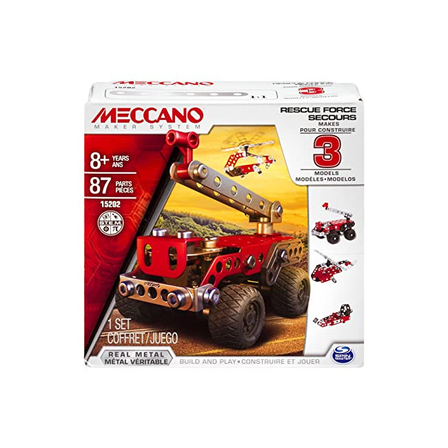 MECCANO - VEHICULES DE SECOURS 3 MODELES - 3 Modèles De Véhicules De Secours A Construire - Jeu de Construction Avec 2