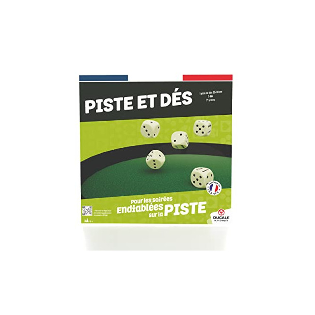 Vauchier- Piste de dé 46 cm avec 5 dés de Yam's et 21 Jetons-012206, 9657, Multicolore