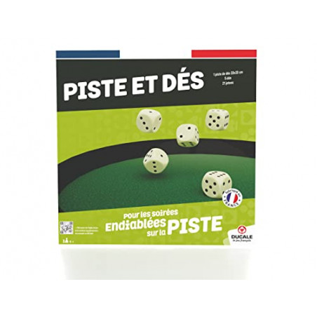 Vauchier- Piste de dé 46 cm avec 5 dés de Yam's et 21 Jetons-012206, 9657, Multicolore