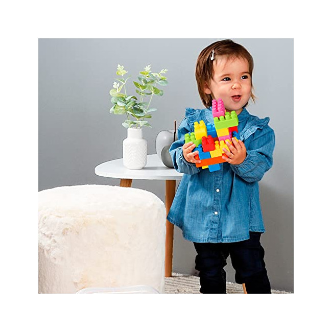 Jouets Ecoiffier -486 - Sac de briques à empiler Abrick – Jeu de construction pour enfants – 50 pièces – Dès 18 mois –