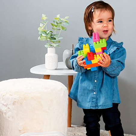 Jouets Ecoiffier -486 - Sac de briques à empiler Abrick – Jeu de construction pour enfants – 50 pièces – Dès 18 mois –