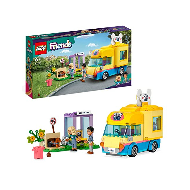 LEGO 41741 Friends La Fourgonnette de Sauvetage Canin, Jeu de Chiot, Jouet Animaux Filles et Garçons 6 Ans, Idée Cadeau