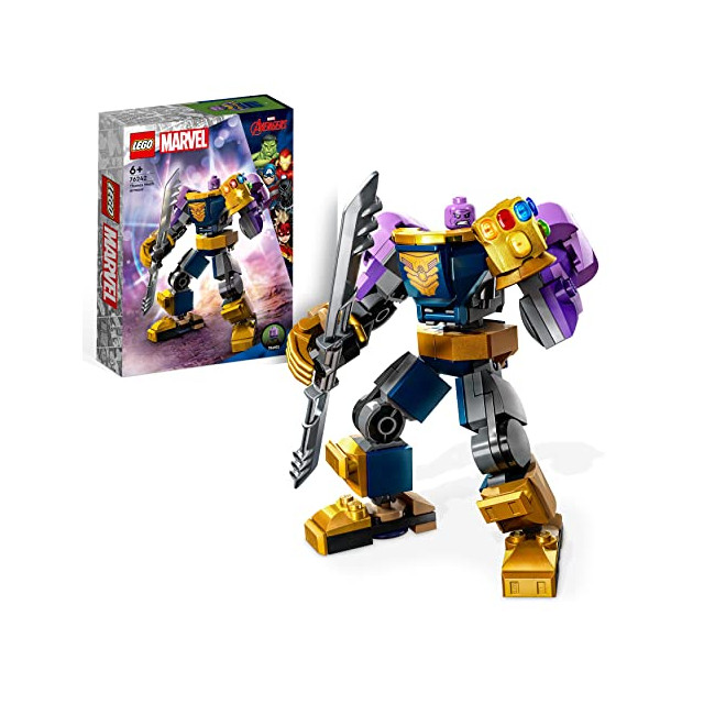LEGO 76242 Marvel L’Armure Robot de Thanos, Figurine Avengers, Jouet de Construction, avec Gant de l'Infini, Cadeau