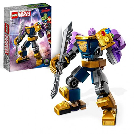 LEGO 76242 Marvel L’Armure Robot de Thanos, Figurine Avengers, Jouet de Construction, avec Gant de l'Infini, Cadeau
