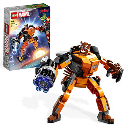 LEGO 76243 Marvel L’Armure Robot de Rocket, Figurine Gardiens de la Galaxie, Jouet Raton Laveur, Avengers, Idée de